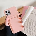 thumbnail image 2 of Wallet Phone Case Compatible with iPhone 12 Mini, Card Slot Design, Simple Color Purse Protective Business Case Hard Back Covers (Pink, iPhone 12 Mini), 2 of 14