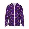 thumbnail image 1 of Balery Purple Mardi Gras Sudadera ligera de manga larga con capucha y protección solar UPF 50+ para hombre y mujer, ideal para pesca y running-Small, 1 of 7