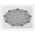 thumbnail image 1 of Mandala Bath Mat, Lace Like Macro Round Tribal Motif with Mix Paisley Leaf Elements Kitsch Image, Non-Slip Plush Mat Bathroom Kitchen Laundry Room Decor, 29.5 X 17.5 Inches, Black White, Ambesonne, 1 of 2