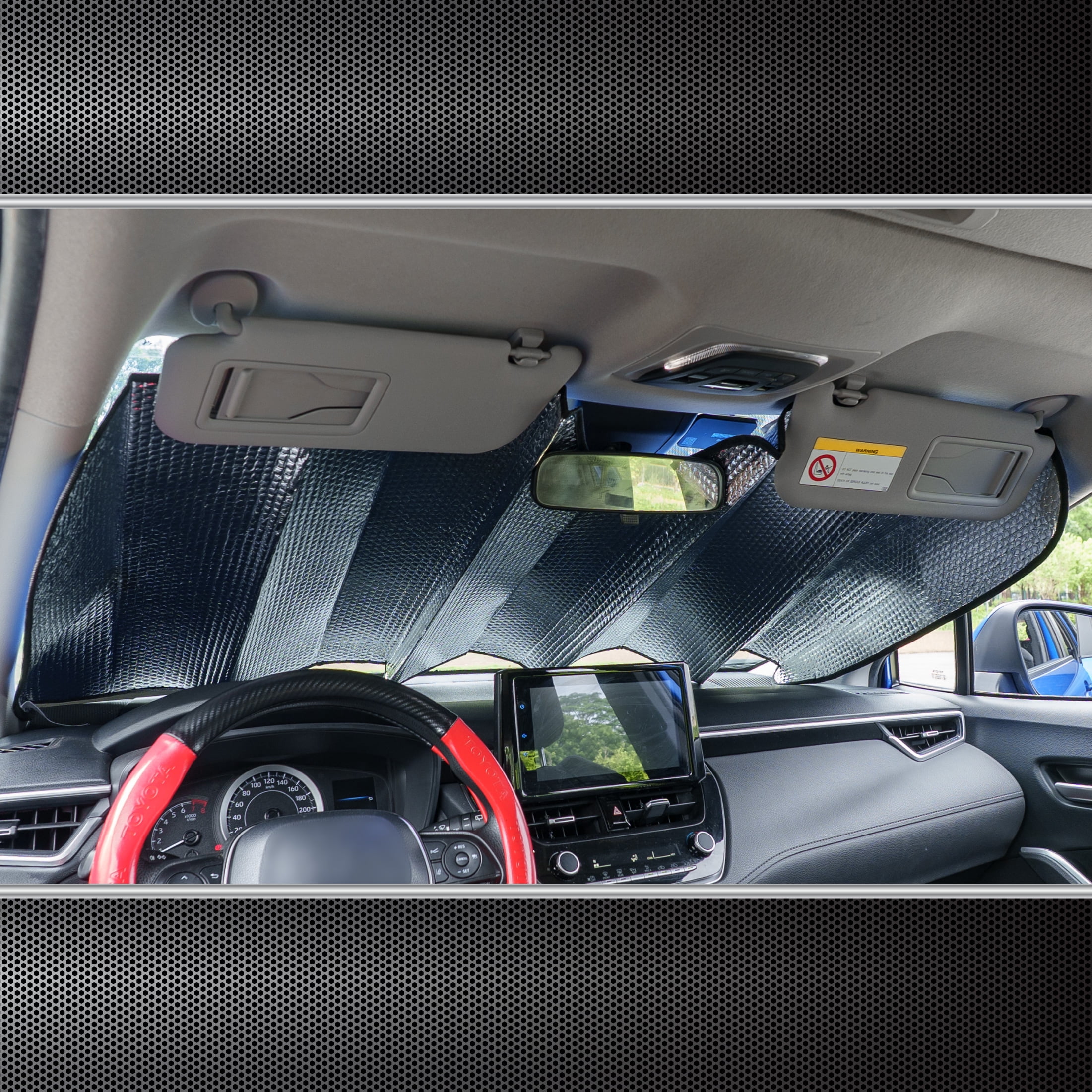 Auto Drive Universal Fit Accordion Sunshade, Blue, 63 in x 28.5 in, 1 Pack