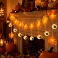 thumbnail image 5 of Tryvkinvive Halloween Maple Leaf String Lights 68",Pumpkin Eyeball Spider Fairy Lights,Decorative Light Strings for Home Decor Supplies Indoor Table,Window,Thanksgiving & Halloween Party Decor, 5 of 8