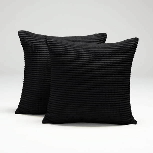 Deconovo Black Pillow Cover 22x22 Cushion Covers Case Plush Corduroy