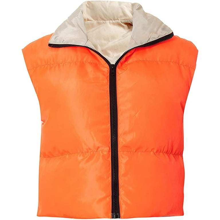 PIKADINGNIS Women's Cute Reversible Zip Up Sleeveless Color Block Quilted  Jacket Puffer Vest