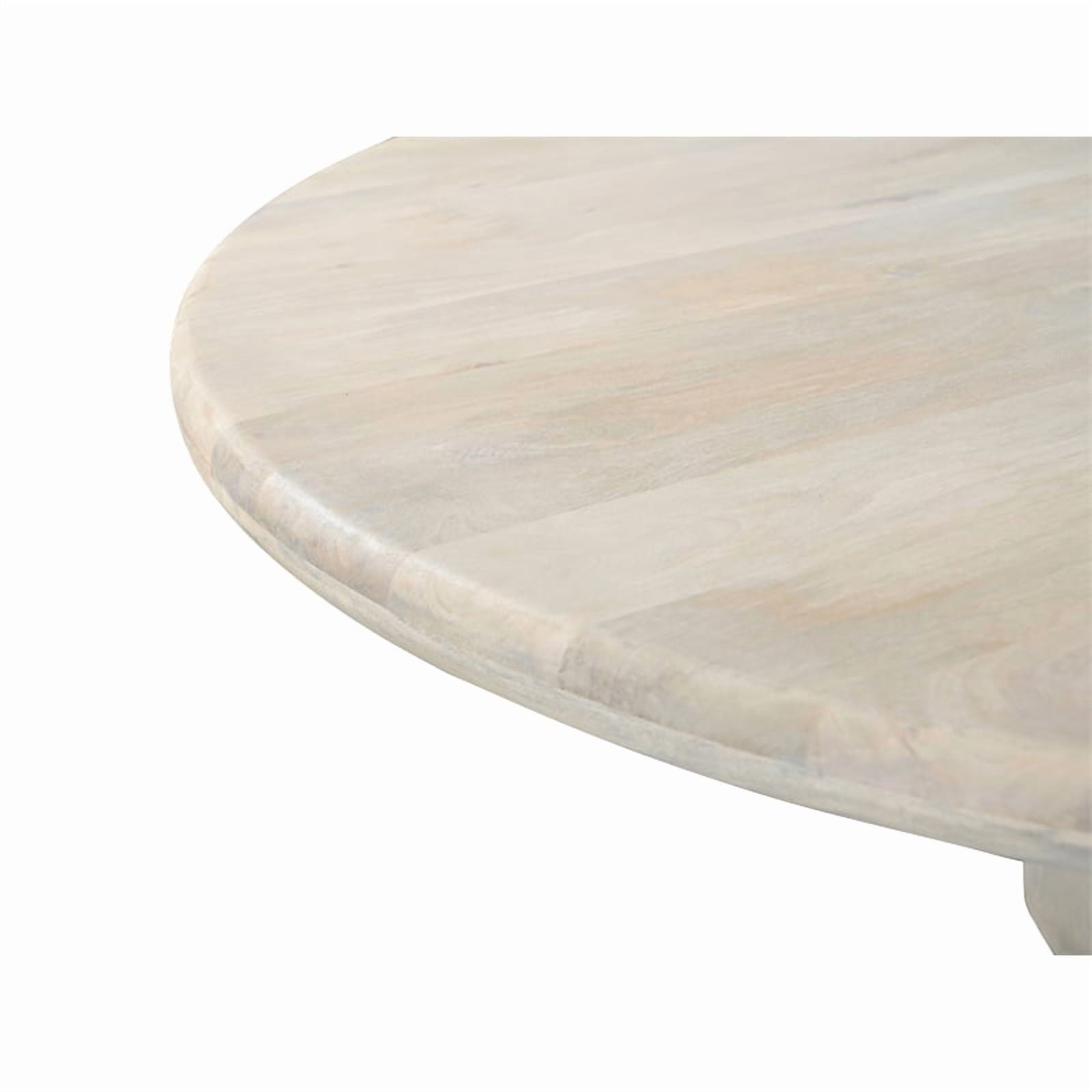 Benedict 71" Round Dining Table in Mango Solid Wood with White Wash Finish