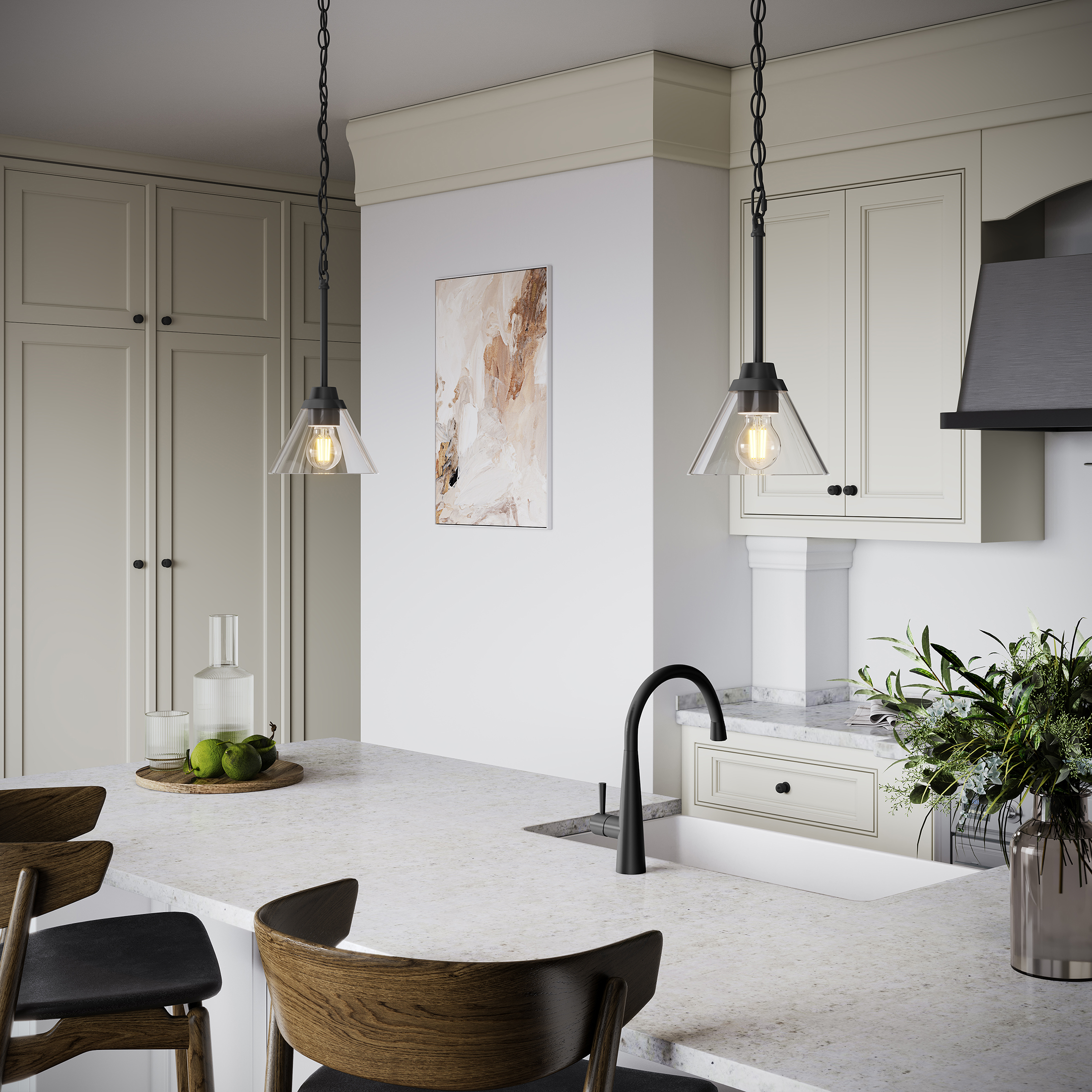 Better Homes & Gardens Brookside 7.5 in 1-Light Matte Black Pendant with Clear Glass