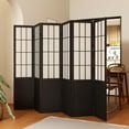 thumbnail image 3 of Room Divider, 66.9Inch Tall Japanese Shoji Style Folding Wood Screen with Double Hinges for Home Office Bedroom Hotel Decoration (6Panels, Black), 3 of 14