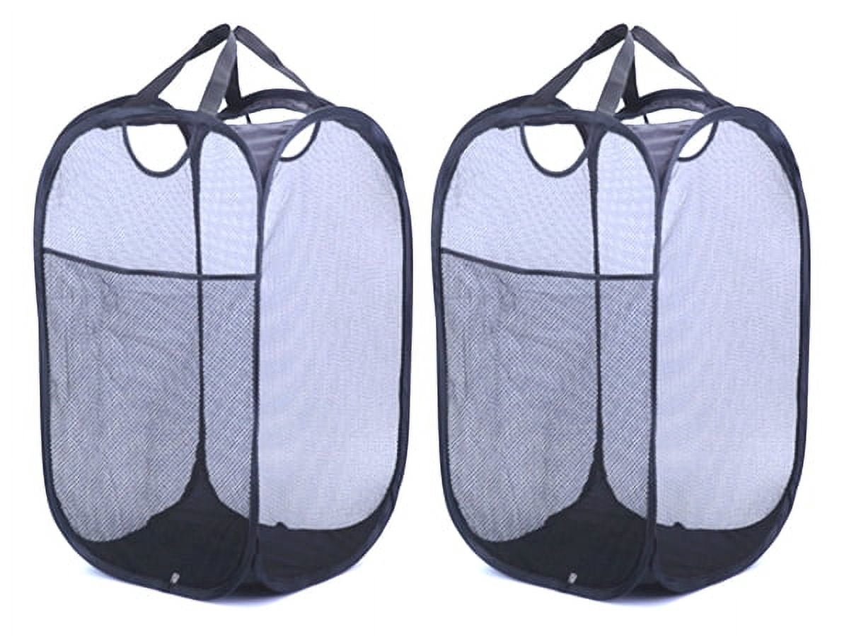 TechWonder Mesh Pop Up Laundry Basket With Side Pocket - Black