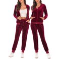 thumbnail image 2 of Honganda Women 2 Pcs Tracksuits Solid Color Zipper Hoodie Sweatshirt and Sweatpants for Activewear Outfits Set, 2 of 7