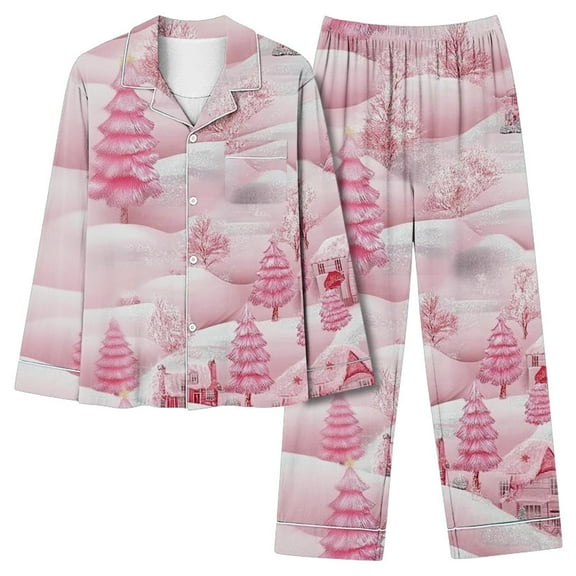 FAWUUDO Womens Pajamas Set Long Sleeve Christmas PJ Sets Soft Lounge Set for Women Sleepwear Joggers with Pockets