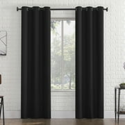 Sun Zero 2-Pack Arlo Textured Thermal Insulated Grommet Curtain Panel Pair, 40" x 84", Black