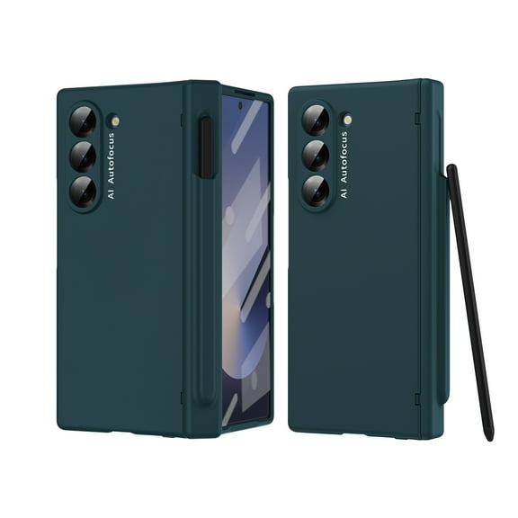 Allytechgroup for Samsung Galaxy Z Fold 6 Case with Stylus Pen   Pen Holder   Screen Protector, Full Body Protective Hinge Protection Rugged Case for Women Men, Cyan