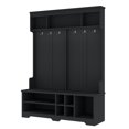 thumbnail image 3 of 77 Inch Hall Tree With Bench And 6 Hooks For Entryway Organization, Mudroom Storage Cabinet With 7 Shoe Cubbies And Overhead Shelf, Black, 3 of 7