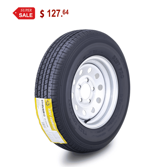 Free Country Trailer Tire Wheel Assembly ST185/80R13 8-Ply D 98N 5 Lug on 4.5" PCD Silver Mod Rim