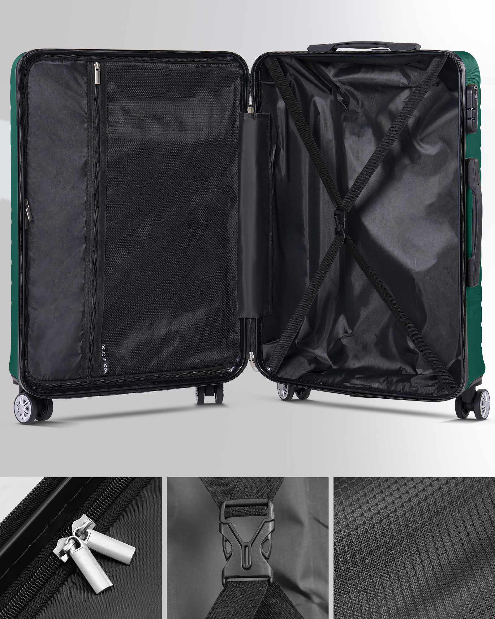 Gowill 2-Piece Hardside Luggage Set with Organizers, Green photo 6