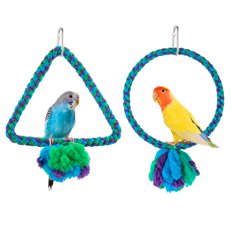 Acenine 2 Bird Stand Perch Toys- Swing Perch Cage Pack Parrot Swings Toys Swing Toy for Small Birds Medium Birds and Parrots