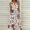 thumbnail image 2 of Uaswgudfs ​Women's Sleeveless Flowy Dress with Polka Dot & Abstract Print - Casual Midi Sundress with Functional Side Pockets for Summer 2025​ Khaki-C M, 2 of 5