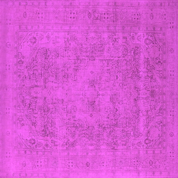 Ahgly Company Indoor Square Oriental Pink Industrial Area Rugs, 3' Square