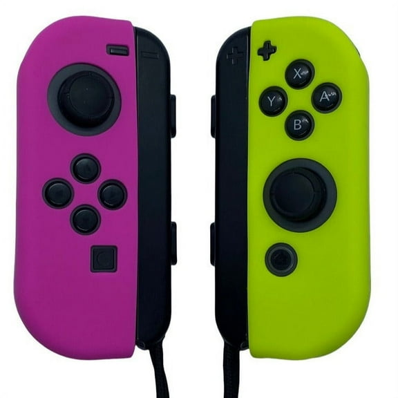 JenDore Fuchsia Pink and Neon Yellow Silicone Nintendo Switch Joy-con Protective Shell Covers