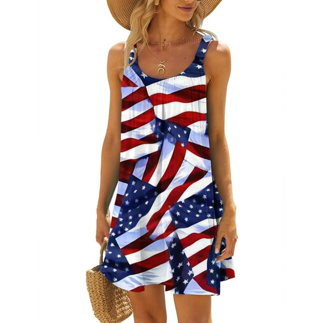 SMihono Robe Maxi Bohème d'Été pour Femmes Grande Taille Robes de Plage Femmes Aguichant Hawaïenne Tropicale Imprimée Sans Manches à Bretelles Robe Mini d'Été Ample Confortable Robe Bohème de Plage Robe Évasée de Plage
