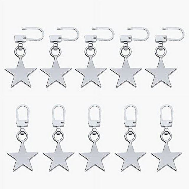 WeiHuan Toys 10 piezas de repuesto para tiradores de cremallera de metal, kit de reparación de tiradores de cremallera de aleación de zinc con forma de estrella de cinco puntas para ropa, chaquetas, p