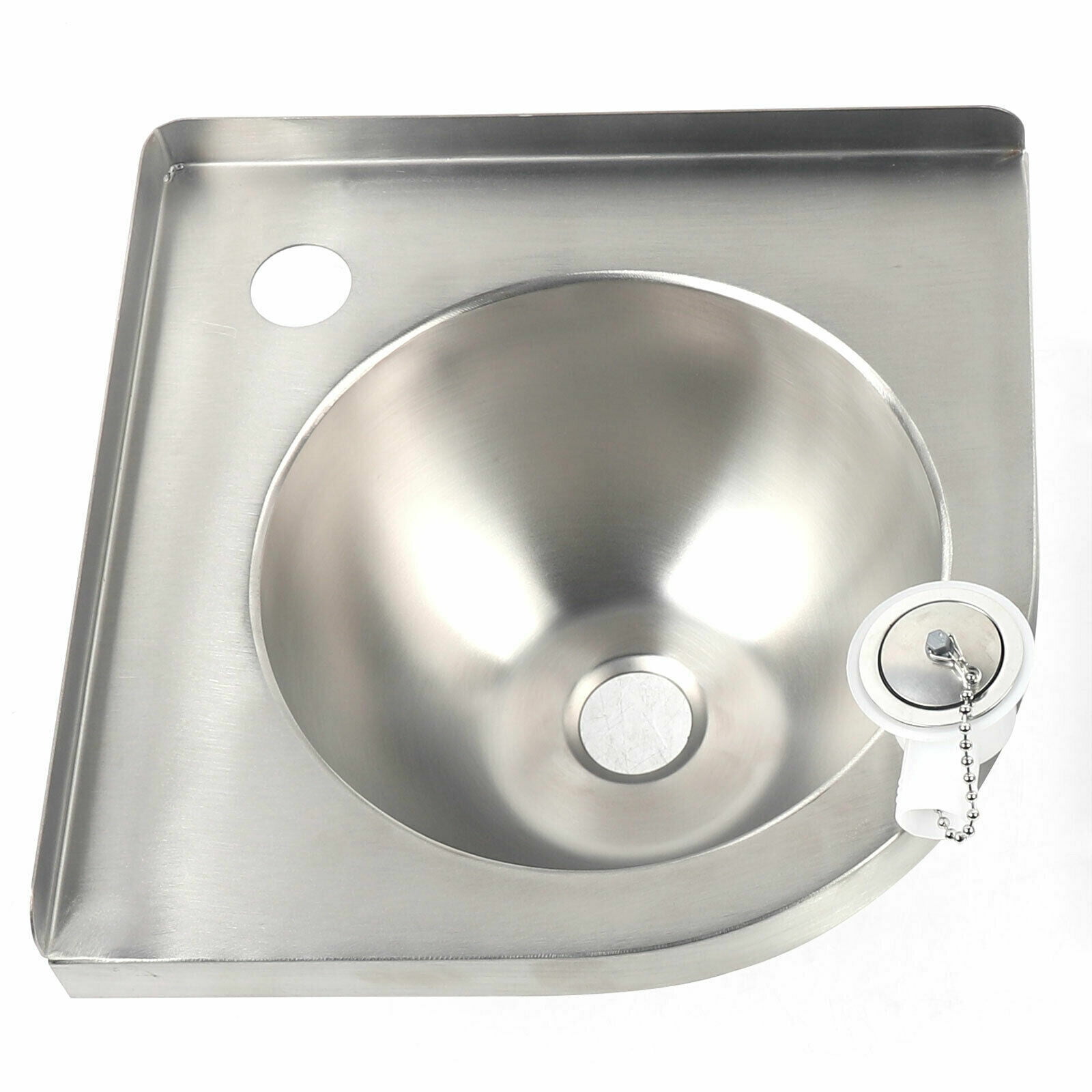 Bathroom RV Corner Basin Sinks, Boat Caravan RV Triangular Stainless Steel Sink with Down Pipe for RV Caravan Camper Boating Kitchen Washing Sink