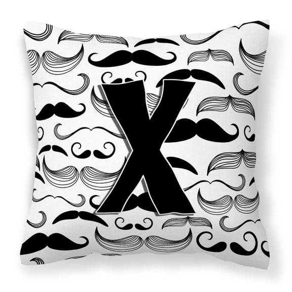 Letter X Moustache Initial Fabric Decorative Pillow