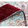 thumbnail image 4 of DaDa Bedding Bohemian Burgundy Red Velvet Trim Floral Paisley Patchwork Cotton Bedspread Set (JHW-868), 4 of 11