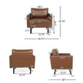 thumbnail image 3 of Chandler Mi-Siècle Moderne Fauteuil Club en Simili Cuir, Cognac Brun et Brun Foncé, 3 of 8