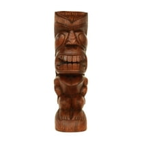 Handmade Wooden Primitive Long Hair Tribal Statue Sculpture Tiki Bar Totem Handcrafted Unique Gift Home Decor Accent Figurine Artwork Hand Carved