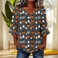 thumbnail image 7 of JOANKDMI Women Jack-o-Lantern and Ghost Shirt Striped V Neck Button Up Tunic With Spiderweb Details for Halloween Group Dress Up Casual Festive Holiday Matching Outfits, 7 of 7