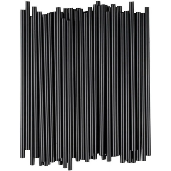 Pete's Packs - 100 Black Food-Safe Plastic 7 inch Straws Drinking Coffee Stirrers for Wedding Coffee Sip Stir Sticks for Cocktail Tea Chocolate Hot Water Cold Drinks Cups Travel Mugs Crafts Home Bars