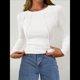 thumbnail image 5 of Tops de Larga Acanalados para Mujer, Camiseta Corta Ajustada y Elástica con Costuras Expuestas, Camiseta de Moda para y Otoño. L, 5 of 10