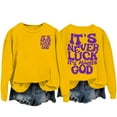 thumbnail image 2 of Sweatshirt for Women Clearance! Chuancc It'S Never Luck It'S God Based Inspirational Sweatshirt Crew Neck Sweatshirt for Women Crew Neck Sweatshirt for Women Yellow L, 2 of 4