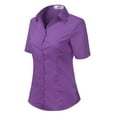 thumbnail image 2 of Doublju Women's Short Sleeve Slim Fit Button Down Dress Shirt (Plus Size Available), 2 of 5