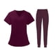 thumbnail image 2 of Uniforme Set Pantalones Cuello en V Cómodo Multibolsillo Unisex Lavable a máquina Traje elástico suave para mujeres y hombres Rojo S Sunnimix, 2 of 8