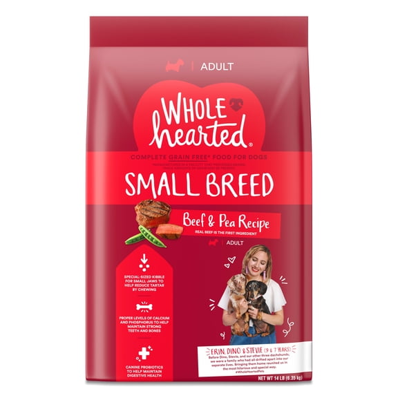 WholeHearted Grain Free Small-Breed Beef and Pea Recipe Adult Dry Dog Food 14 lbs.
