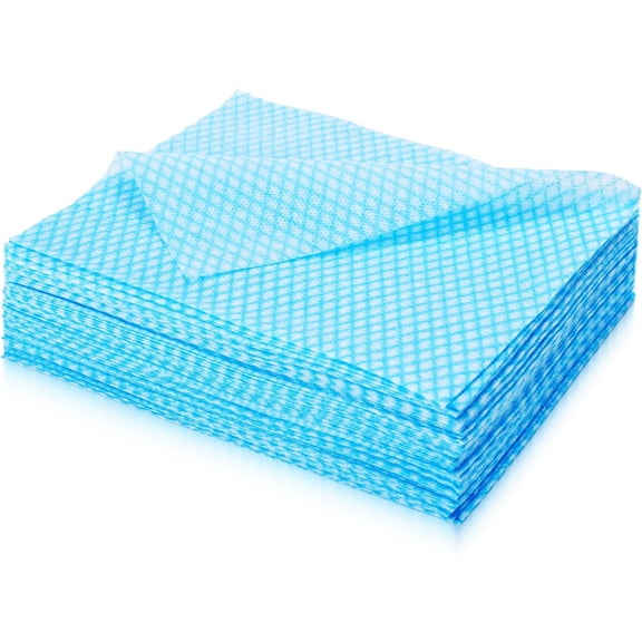 60 Pack Blue Disposable Dish Cloths 13.8"x15.7", Durable Non-Woven Cleaning Towels for Kitchen Bathroom, Highly Absorbent Short-Term Reusable, Eco-Friendly Paper Towel Alternative