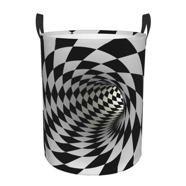 Fotbe 3D Vortex Illusion Cesto de Ropa con Asas, Cesto Impermeable de Gran Capacidad, Bolsa de Lavado para Dormitorio, Cesto de Ropa con Ruedas y Asas-Small