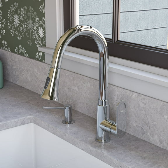ALFI Brand Polished Chrome Gooseneck Pull Down Kitchen Faucet