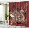 thumbnail image 5 of Ambesonne Eastern Shower Curtain, Japanese Dragon Doodle, 69"Wx70"L, Ivory and Ruby, 5 of 5