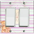 thumbnail image 1 of Metal Light Switch Wall Plate Outlet Cover (2 Teddy Bears With Love Heart Balloon Flower Pink Stripes - Double Rocker), 1 of 2