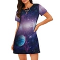 thumbnail image 4 of Salouo Planets Stars And Galaxies1 Print Short Sleeve Sleepshirt for Womens Comfy Nightgown Scoopneck Cute Nightdress Ruffle -Large, 4 of 7