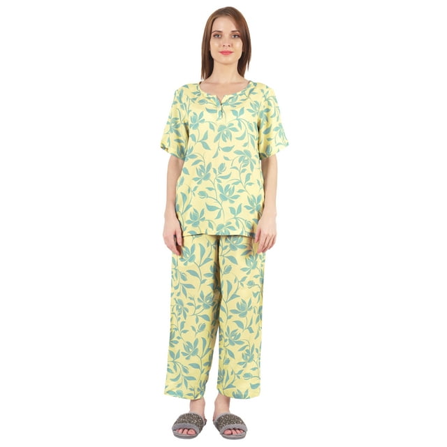 Inkmeso Ensemble de Pyjama Imprimé pour Femmes, Manches Courtes, Tenue de Nuit Douce, Ensembles de Détente
