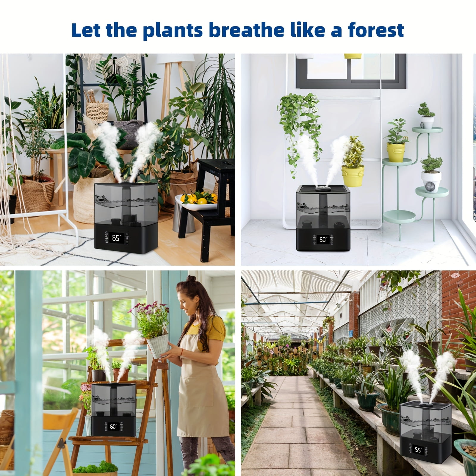 7L/1.85Gal Home Humidifier - 60H Runtime, Top-Fill, 360° Nozzle, Dual Mist, Aroma Diffuser, Baby/Office