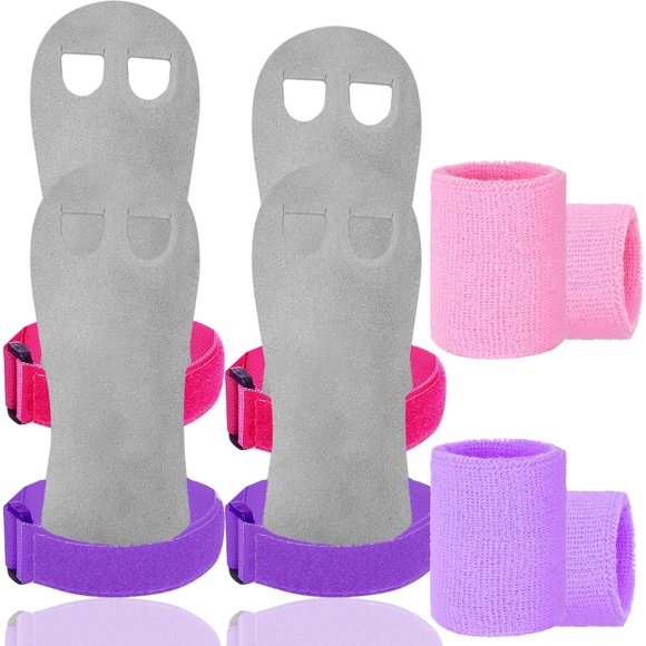 Gymnastics Grips Wristbands Sets for Girls Youth Kids 2 Pair Palm Protection Equipment with Wrist Support, Gymnastic Bar Grip Gloves Set Weightlifting Sports Workout