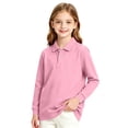 thumbnail image 3 of Unisex Kids Long Sleeve Mesh Polo Shirts Quick Dry Moisture Wicking Breathable Lightweight School Uniform Sports Wear Tops Wine 130, 3 of 7