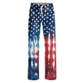 thumbnail image 3 of 250th Anniversary Womens Pajama Patriotic Star USA Flag Print Elastic High Waist Trousers Wide Leg Casual Soft Comfy Pajama Bottoms, #01 Royal Blue, XXL, 3 of 5