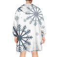 thumbnail image 2 of Wearable Oversized Blanket,Blue Christmas Snowflake Pattern Wearable Blanket Hoodie for Adults,Cozy Hooded Blankets with Super Pockets,Super Warm Fuzzy Pullover for Women & Men, 2 of 6