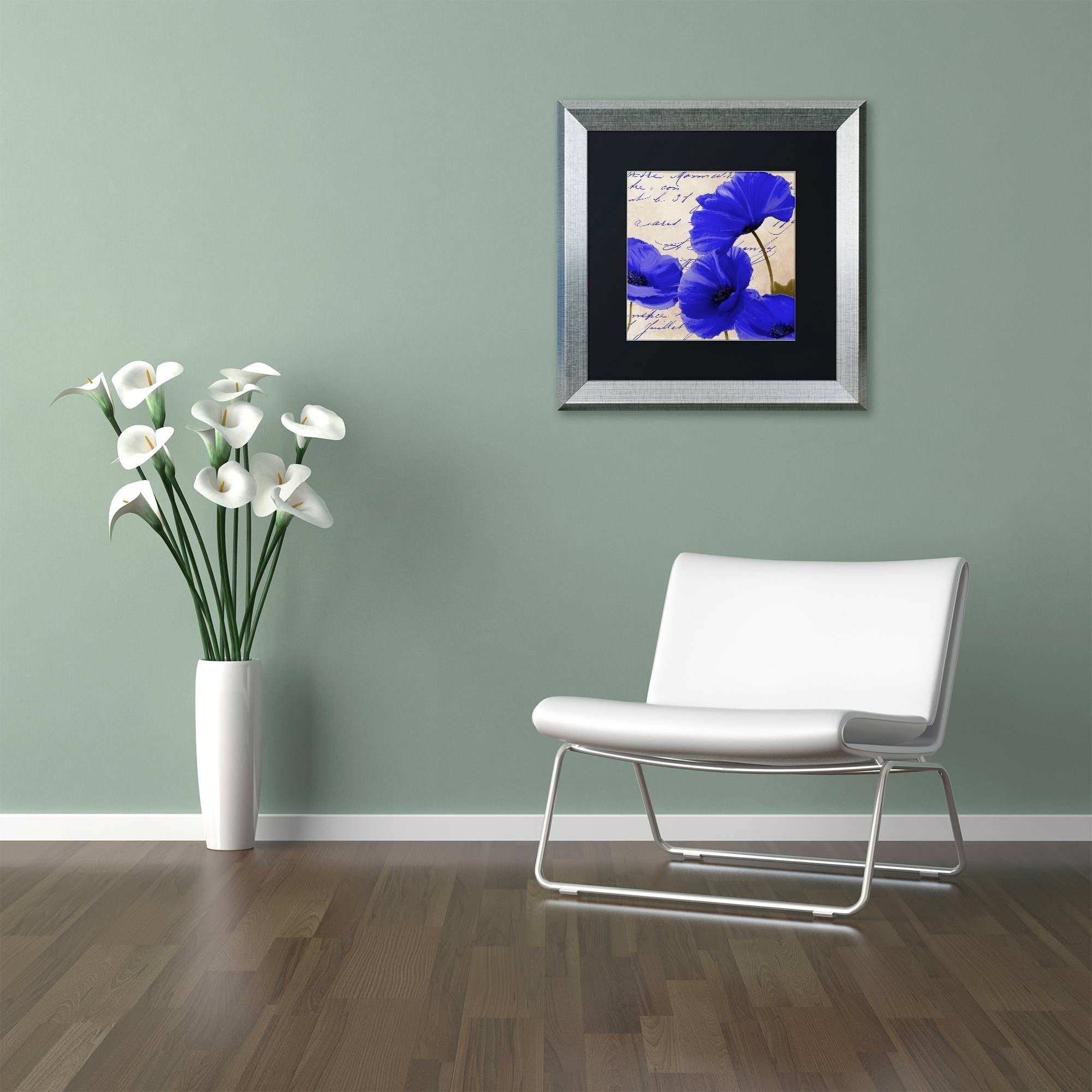 Trademark Fine Art "Coquelicots Bleues I" Canvas Art by Color Bakery Black Matte, Silver Frame