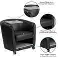 thumbnail image 2 of Black Leather Guest Chair with Tablet Arm, Front Wheel Casters and Under Seat Storage, 2 of 9